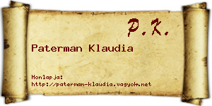 Paterman Klaudia névjegykártya